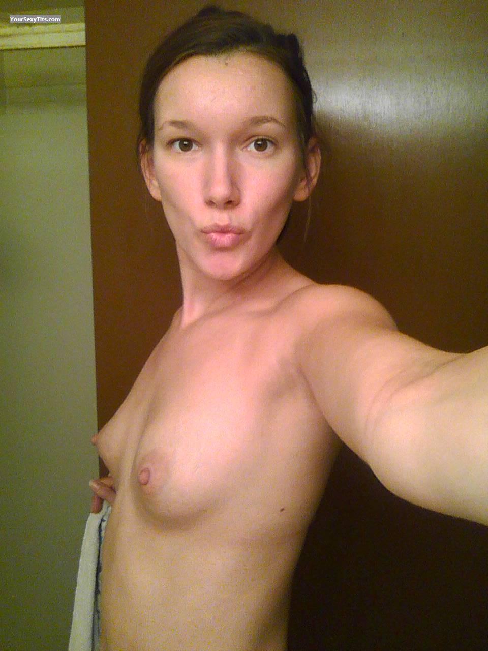 Tit Flash: My Very Small Tits (Selfie) - Topless College Girl from United States